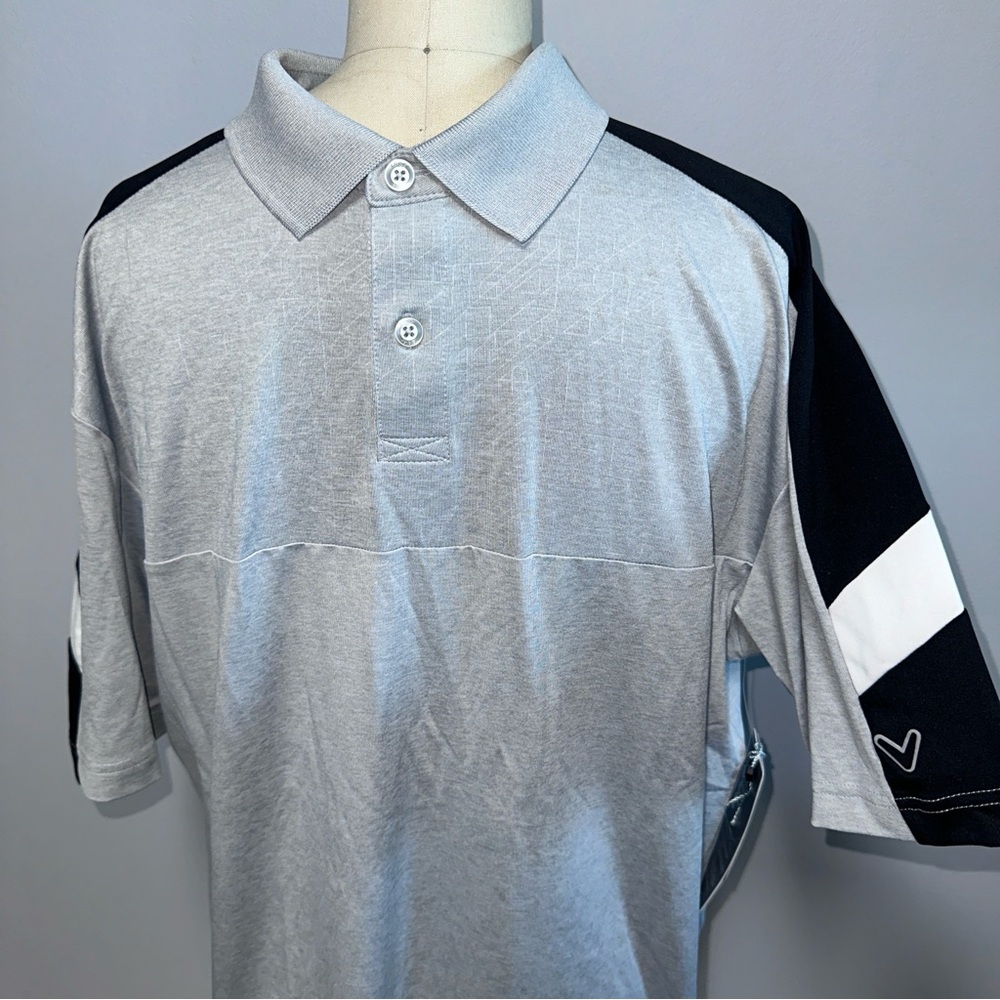 *NWT* Men's Callaway Gray Colorblock Ventilated Polo, Size M